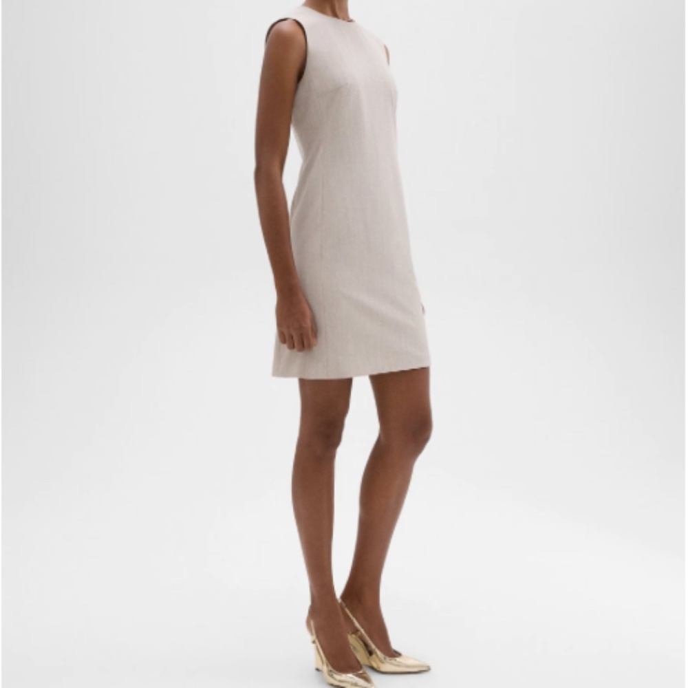 NWT Theory Sleeveless Fitted Dress in Good Wool in Sand Melange - Size 10